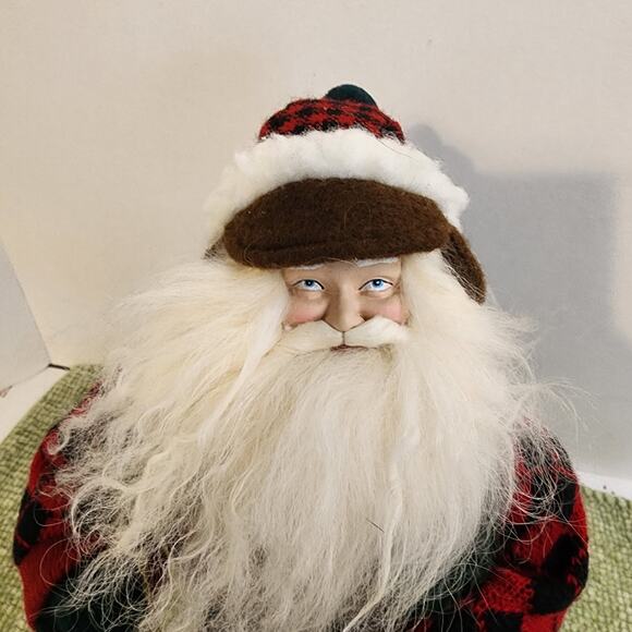 Vintage Skiing Santa Claus Figure Red Sweater Wood Skis 12" Christmas Decor - Picture 2 of 8